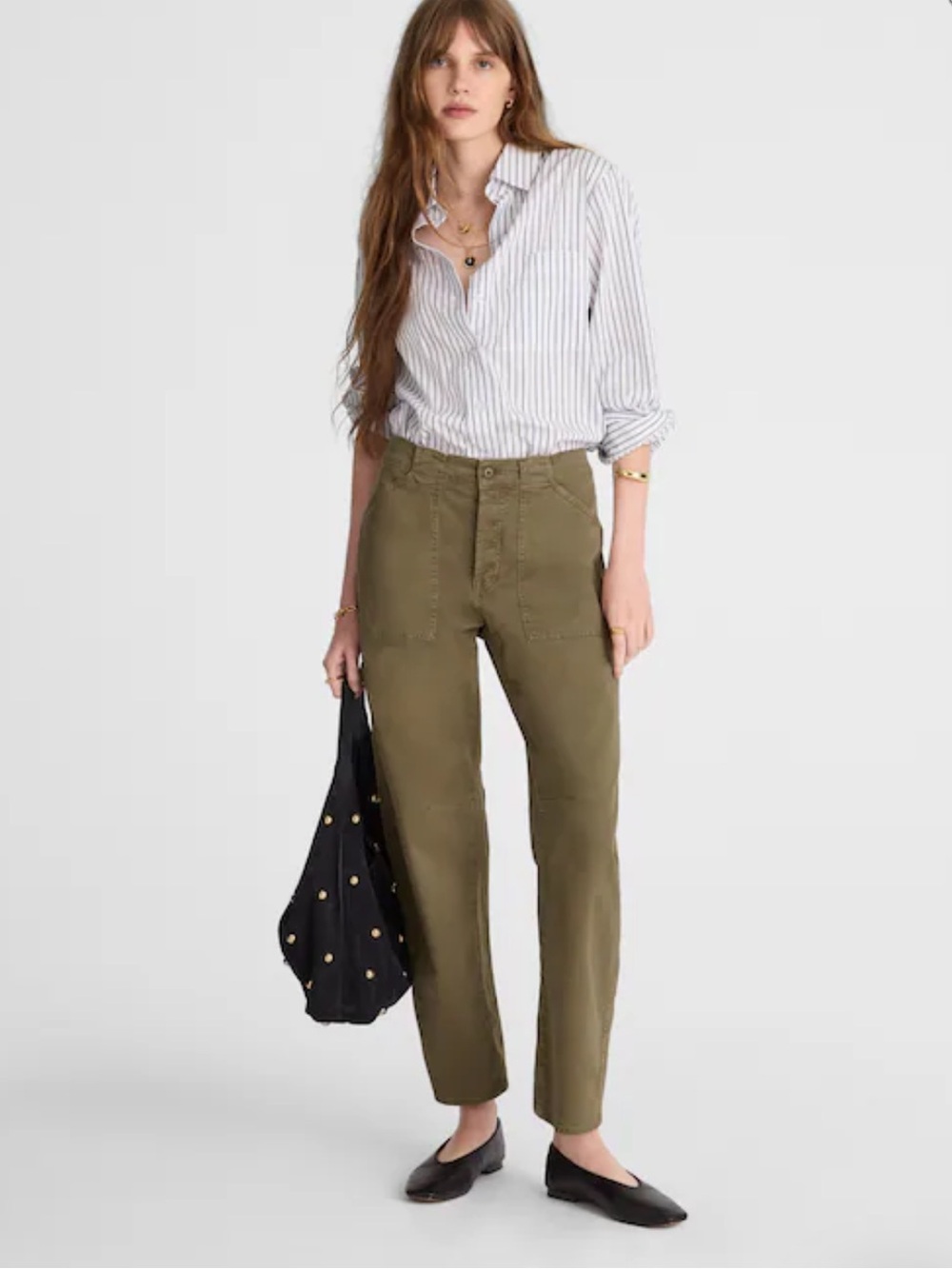 Madewell Darted Barrel-Leg Utility Pant in Safari Khaki